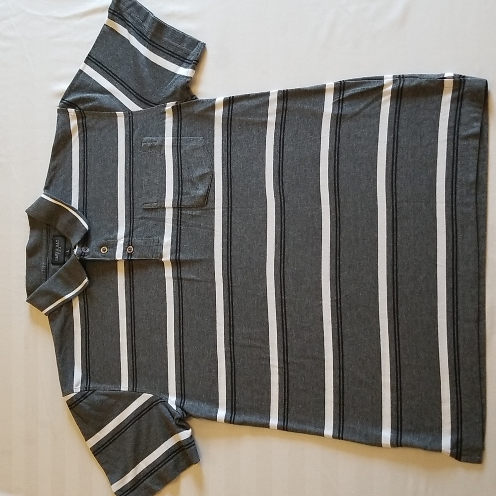 Gray Striped Polo Shirt